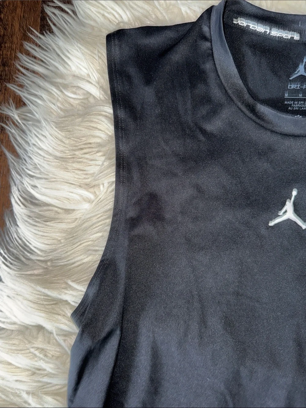 Jordan Black Sleeveless Performance Tank with White Jumpman